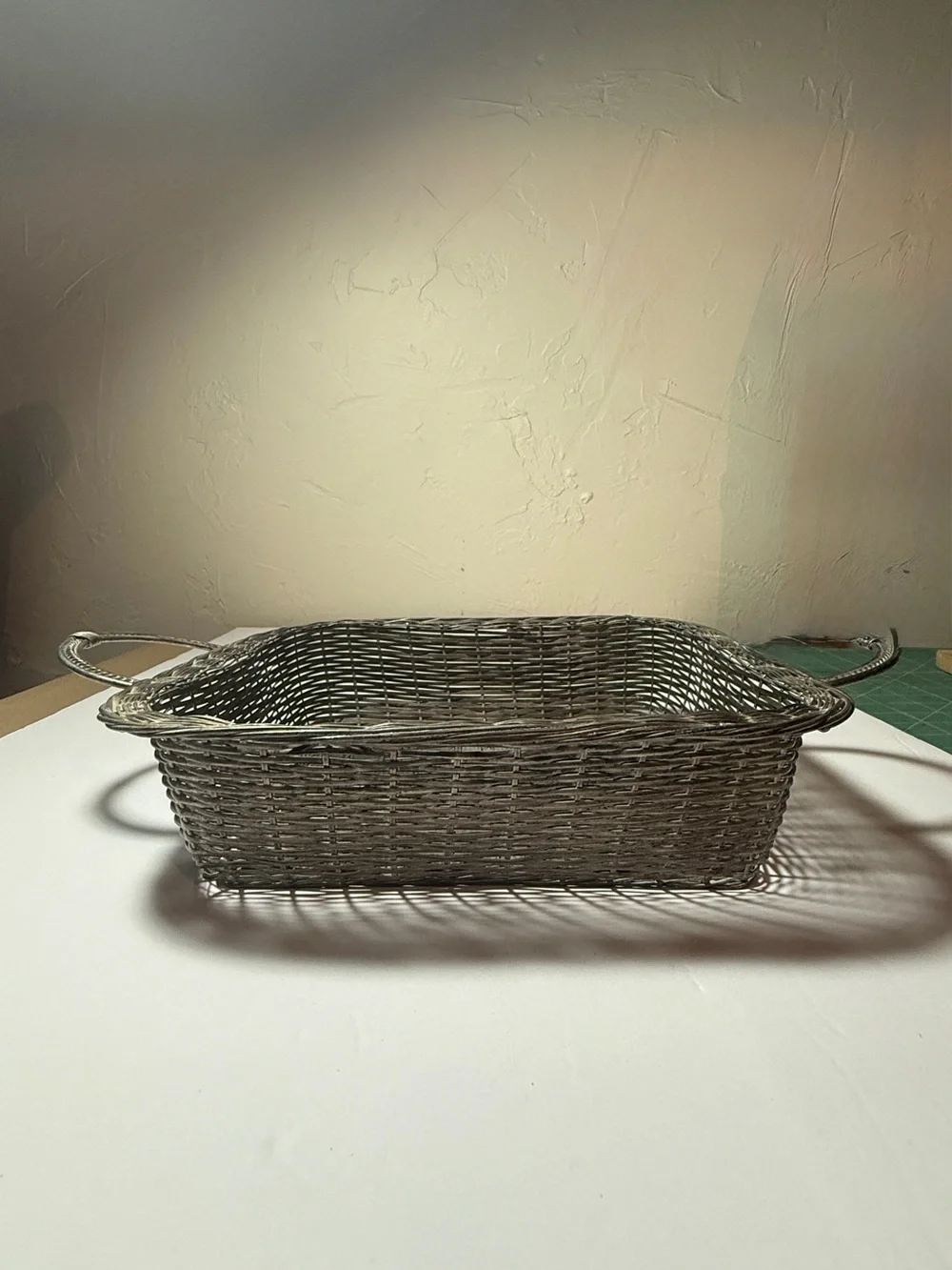 Metalware Mesh Double-Handled Decorative Basket 12” Overall 10” Base